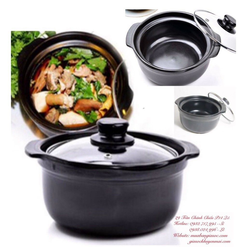 NỒI ĐẤT ĐÁY SÂU NẮP KÍNH 1L8